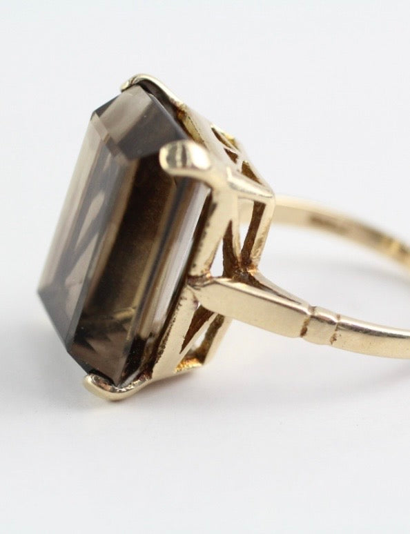 Smoky quartz cocktail ring