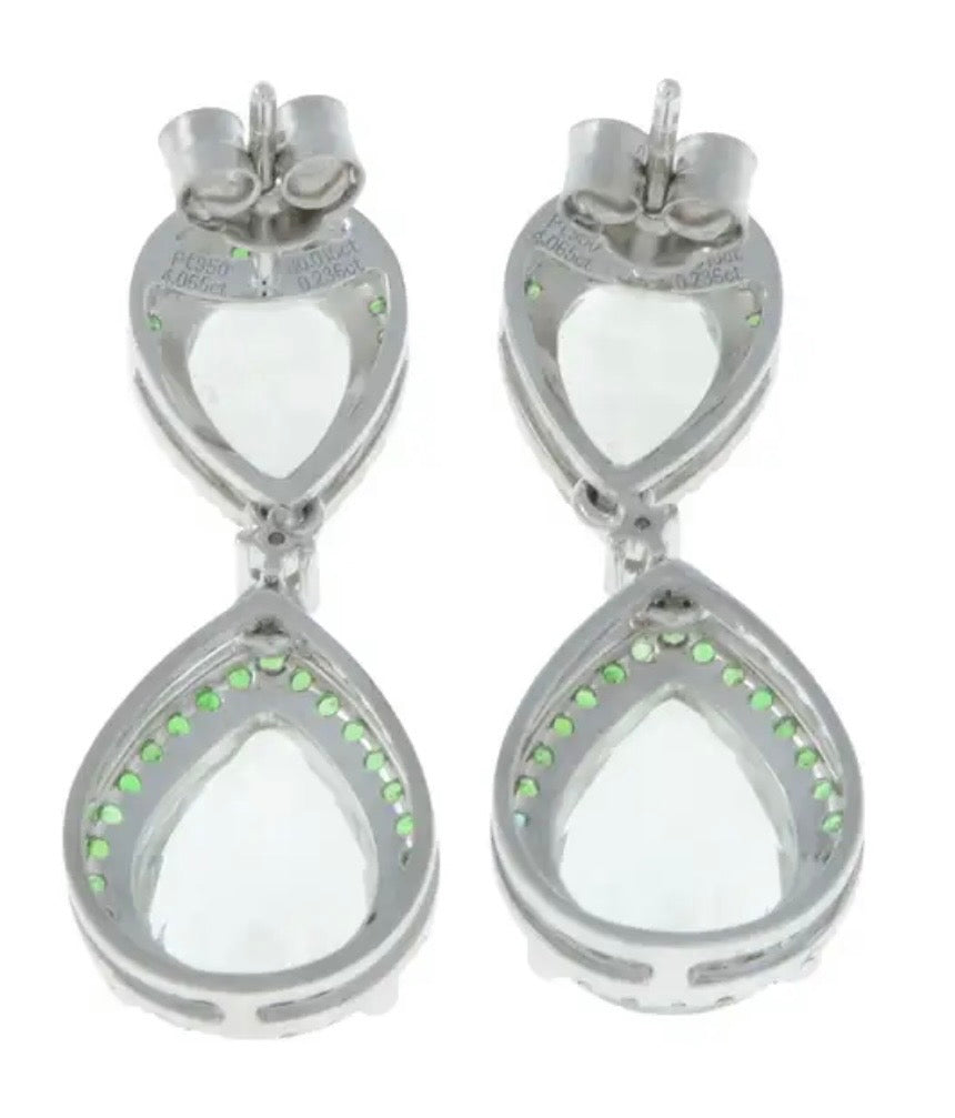 Prasiolite, garnet & diamond earrings