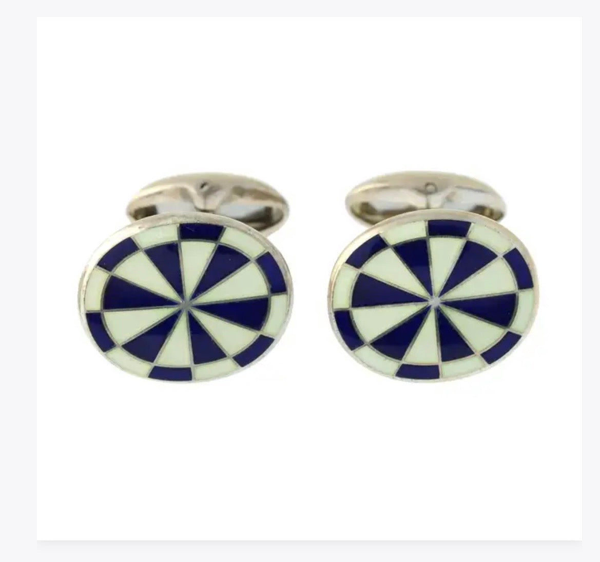Navy blue & cream enamel cufflinks