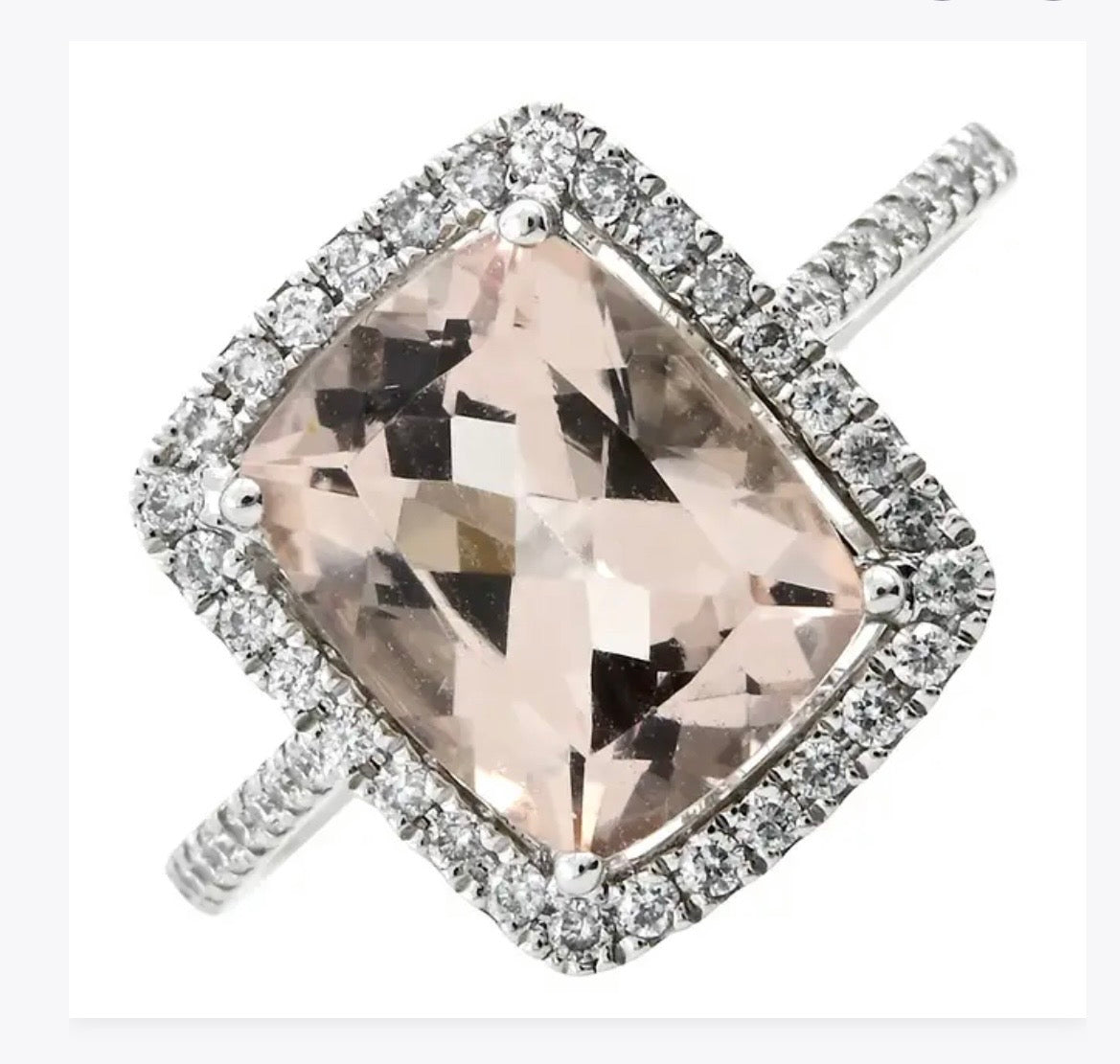 Diamond and morganite solitaire ring