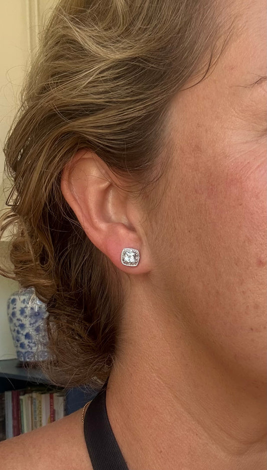 Aquamarine and diamond earrings