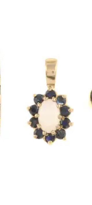 Sapphire and Opal pendant on a gold chain
